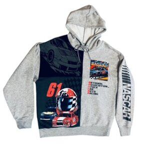 NASCAR Men's Gray Long Sleeve Sweatshirt Hoodie Large Color Graphics Sz L